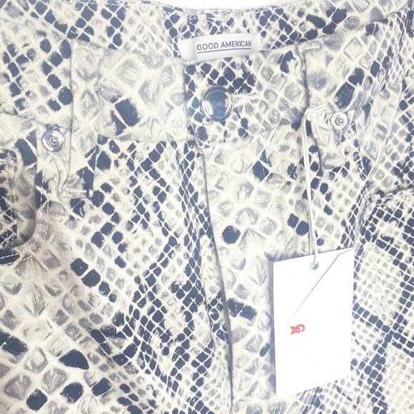 Good American Black White Gray Good Waist Snakeskin Print Size 14/32 - Picture 3 of 7